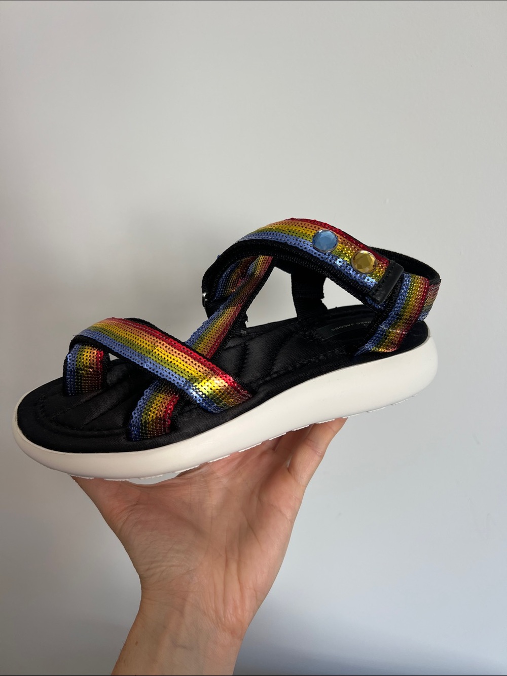 Marc Jacobs comet sport sandal colorful rainbow sequin adjustable straps 37 - Picture 11 of 14
